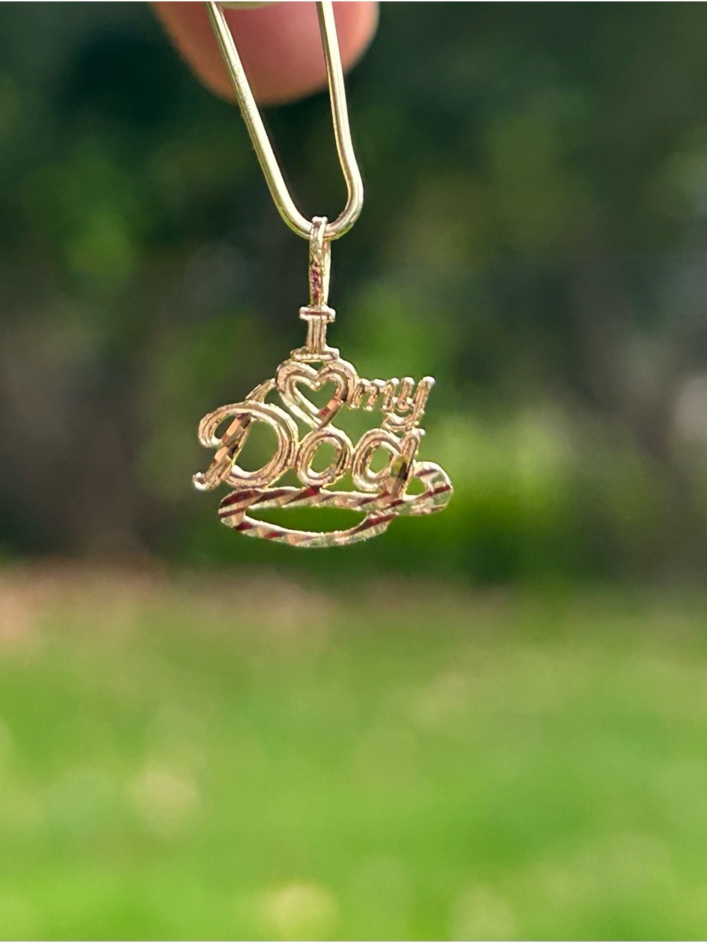 14k Solid Gold Charm - I Love My Dog - great gift